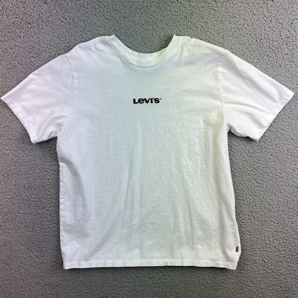 Levis Short Sleeve Pull Over T Shirt Mens White Green Logo‎ Size Large - Picture 1 of 11